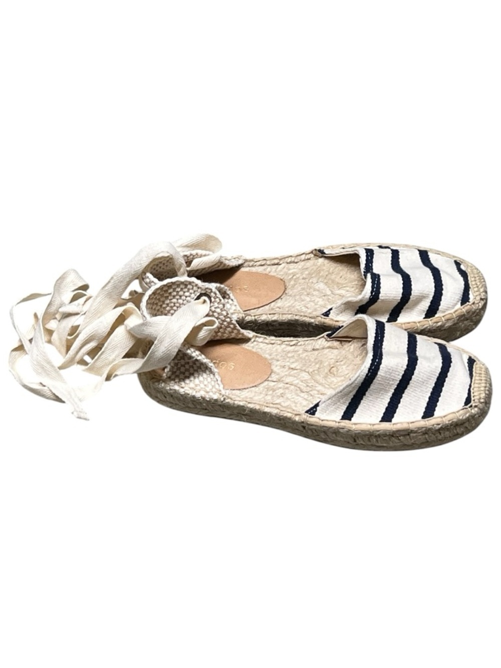 Soludos NWOT navy and white striped lace up ankle espadrilles - Picture 2 of 9